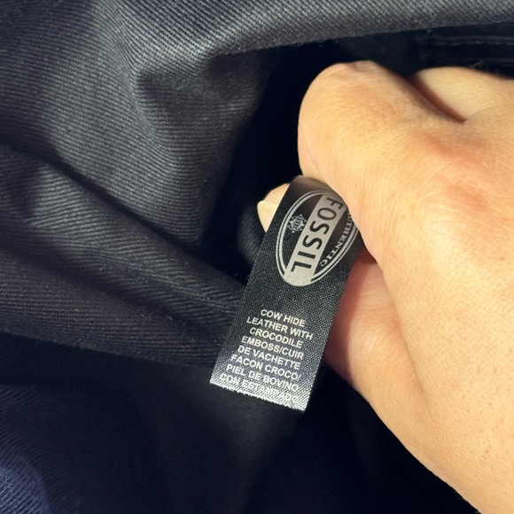 Fossil Sydney Croc Embossed Leather Shopper Tote Bag - Picture 15 of 15